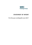 WRC Holdings - Statement of Intent for the year ending 30 June 2027 preview