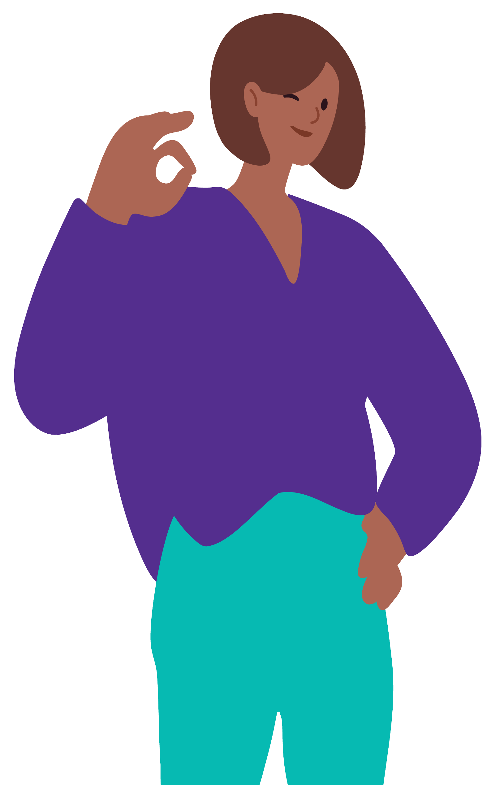 Illustration of a woman winking and giving the ok hand sign