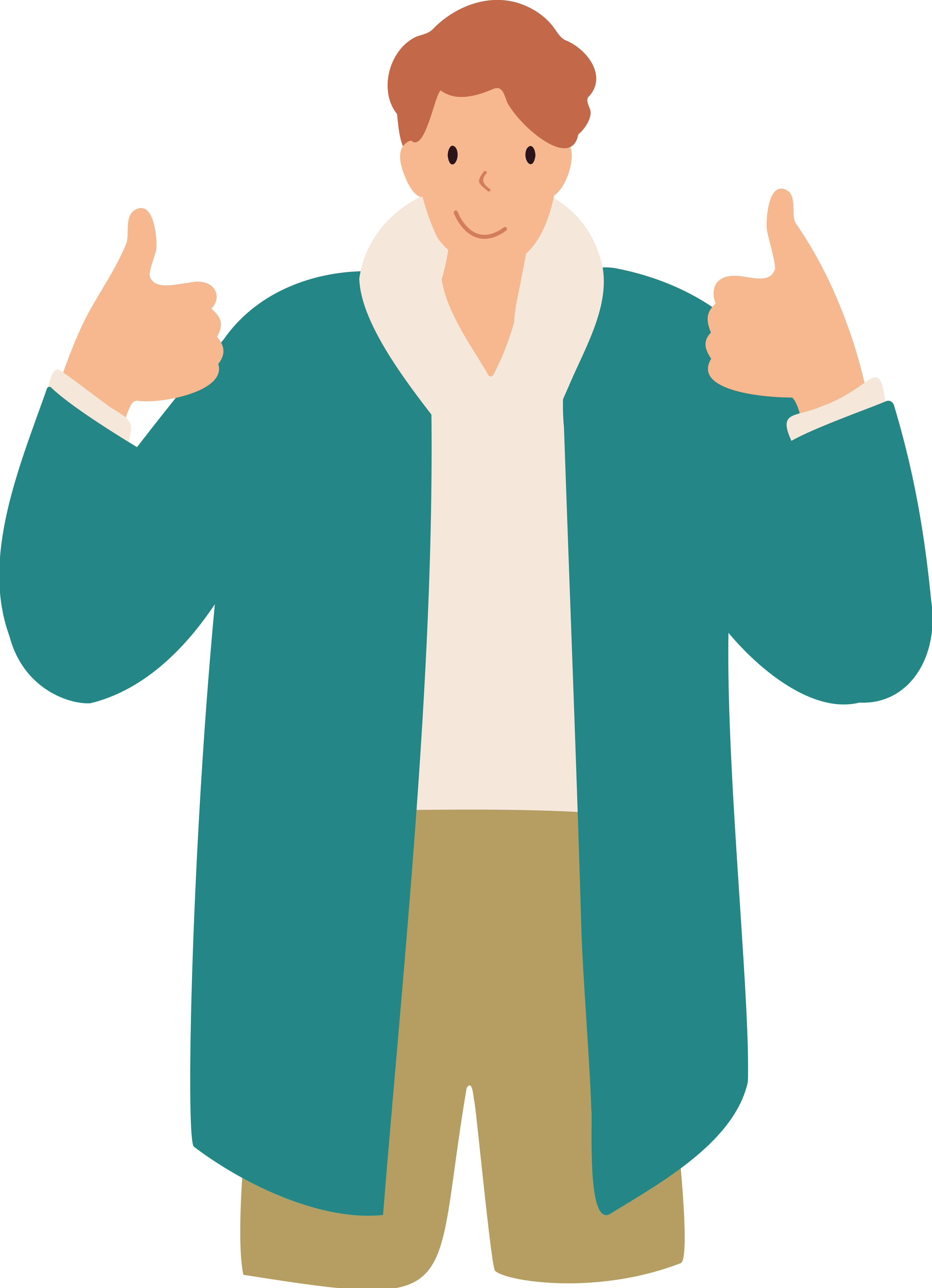 Illustration of a man smiling and giving two thumbs ups